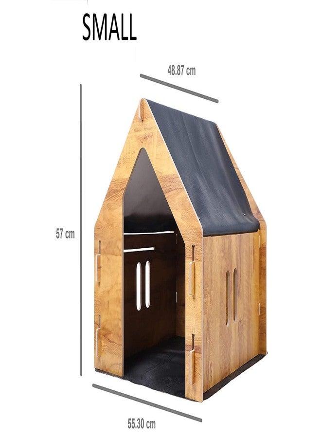 Keebori Pet House for Dogs Large Wooden Dog House for Small Medium Dog Foldable Wooden Dog House Cat House with Foldable Mat and Roof (Beige, Small) - Image 2